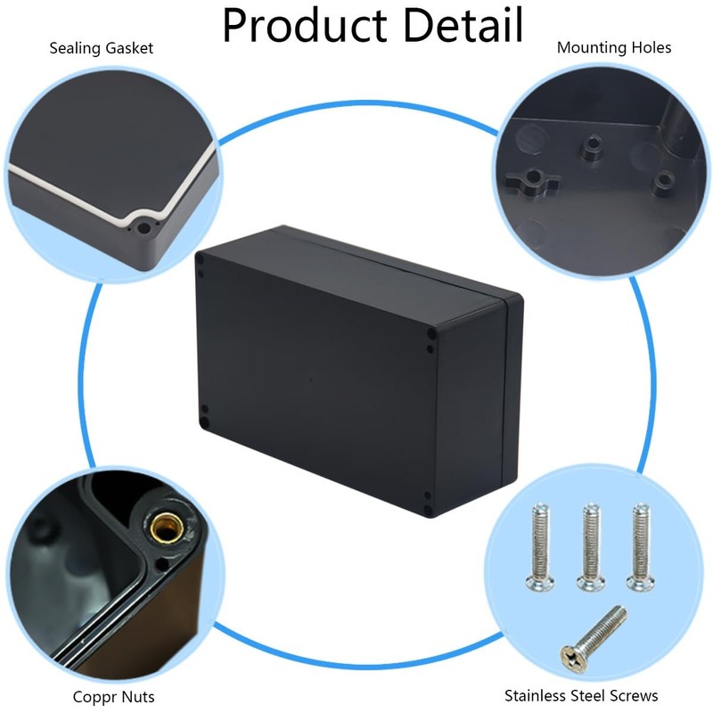 Otdorpatio Project Box ABS Plastic Black Electrical 7.87"x4.72"x2.95", gallery