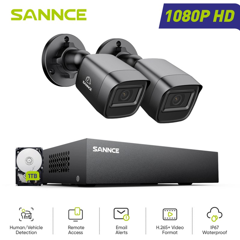 SANNCE 1080P Lite 8CH DVR 2MP Home Security Camera System AI Human Detection 1TB