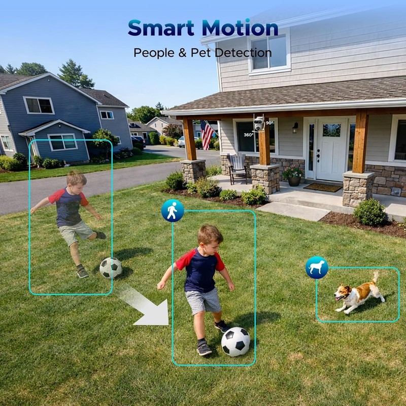 Wireless Security Camera System 3K 10CH NVR 2Way Audio Recording Triple Lens Cam gallery