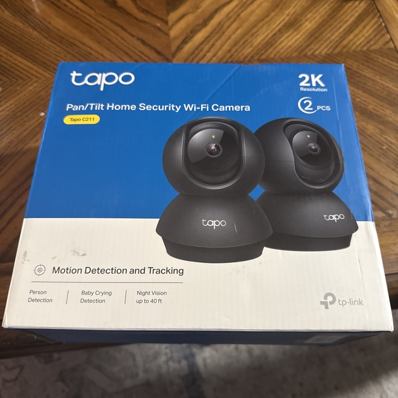 Tapo C211 2K Indoor Pan/Tilt Wired Security Camera 2-Pack Night Vision Black