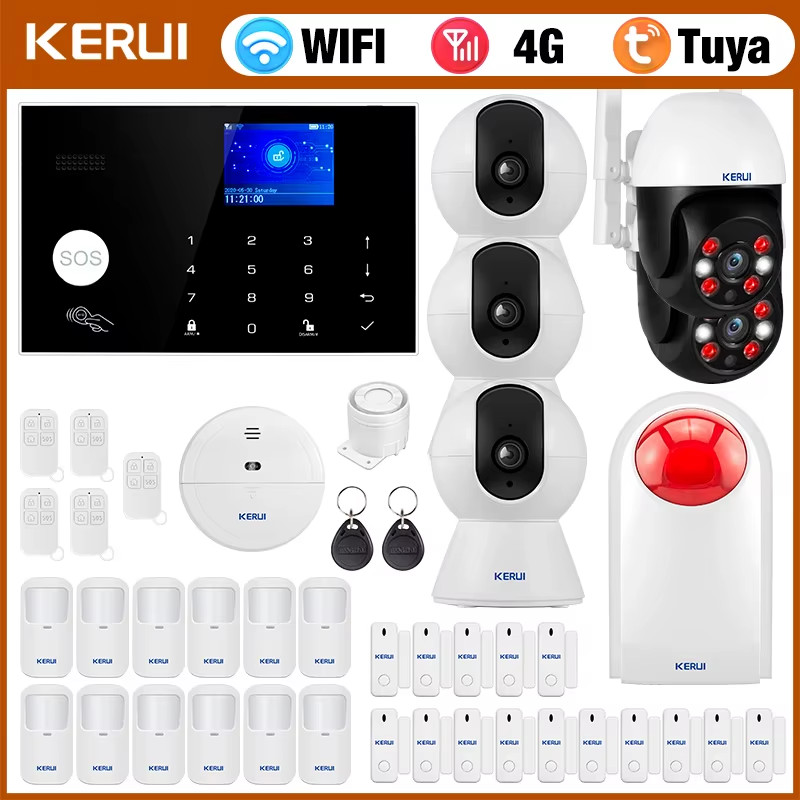 4G+WIFI Alarm for Home Support 3 Wired Defense Zones G34 Alarm System Kits Tuya