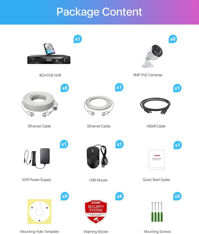 5MP 8CH Poe Security Camera System with Audio,H.265+ 5MP 8 Channel NVR with 2TB gallery