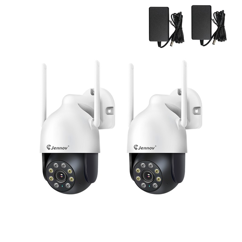JENNOV 2 Pack WiFi 5MP Security Camera System Smart Outdoor Color Night Vision