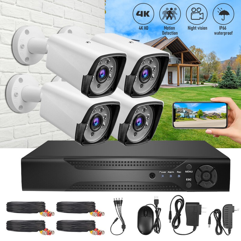 House Camera 4CH DVR Home Security System 4K 5MP DVR + 4 X Outdoor USA
