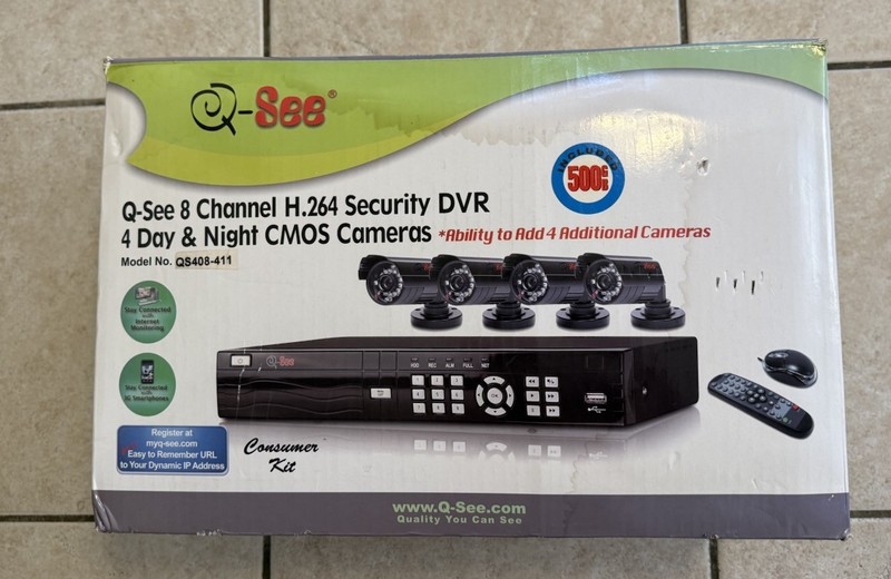 Q-See QC444, 4 Channel H.264 DVR With 500gb HDD & CCD Security Camara’s 4 pack
