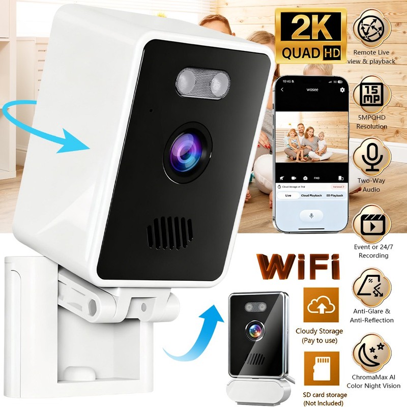 3MP 2K Window Camera, 2.4GHZ & 5GHZ WiFi Indoor Cameras for Home Security US