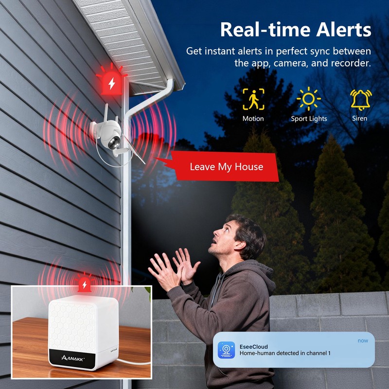 Anakk 4MP Solar Security Cameras Outdoor Wireless,Home Security System 4-Cam Kit gallery