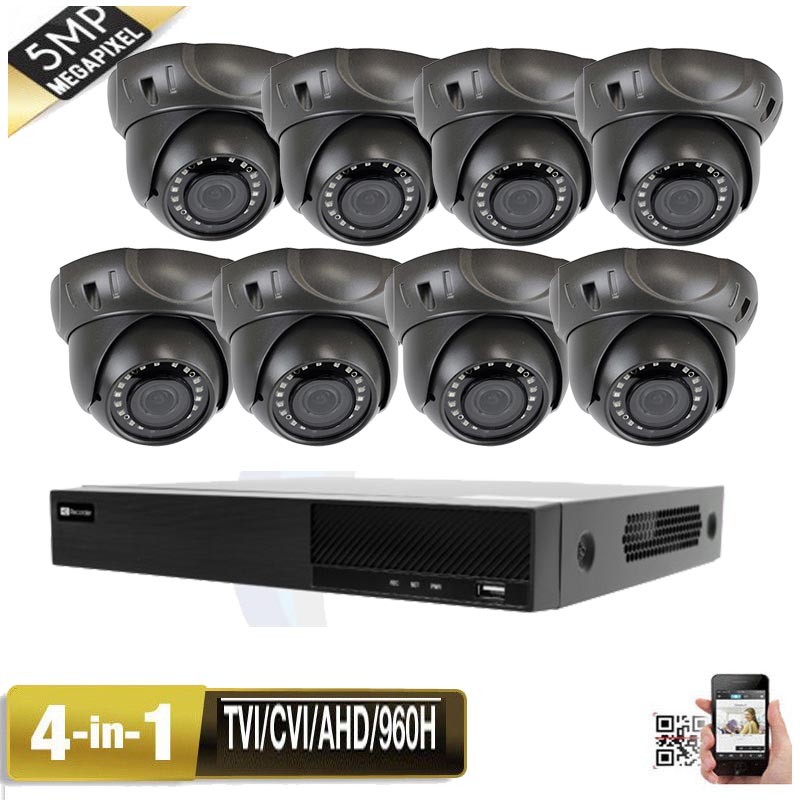 8CH 5-in-1 DVR 5MP 4-in-1 Varifocal 24IR Lens Security Camera System USB.3 +I