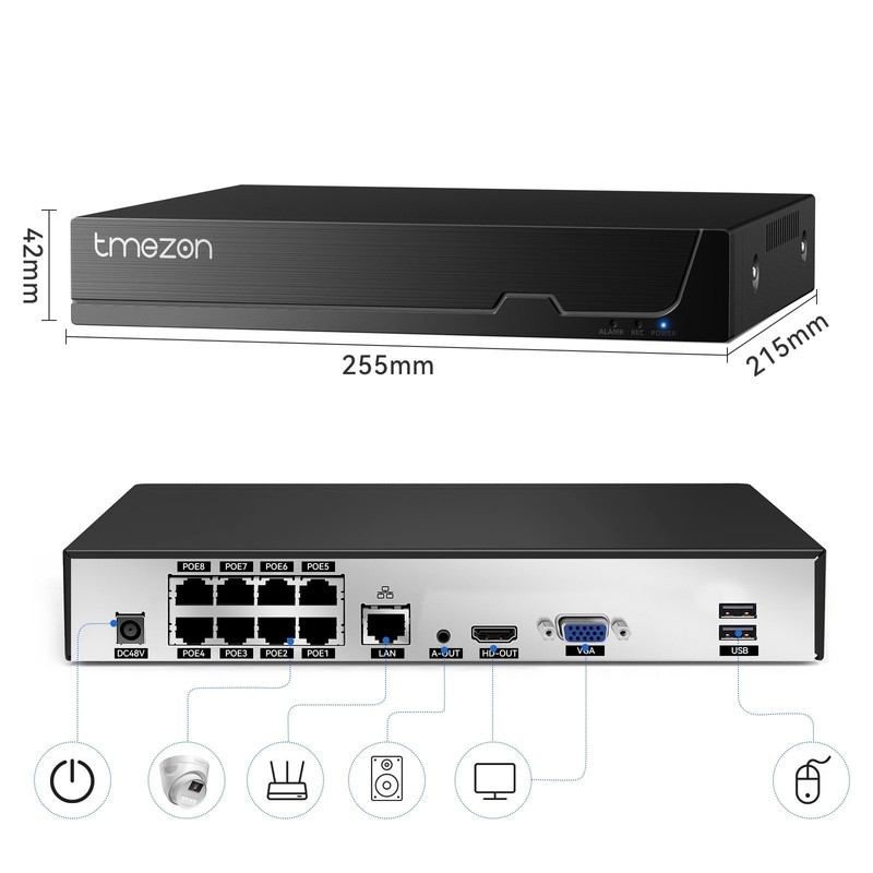 4K 8MP PoE Security Camera System 8CH NVR 500GB H.265+ Human Detect IP66 8PCS gallery