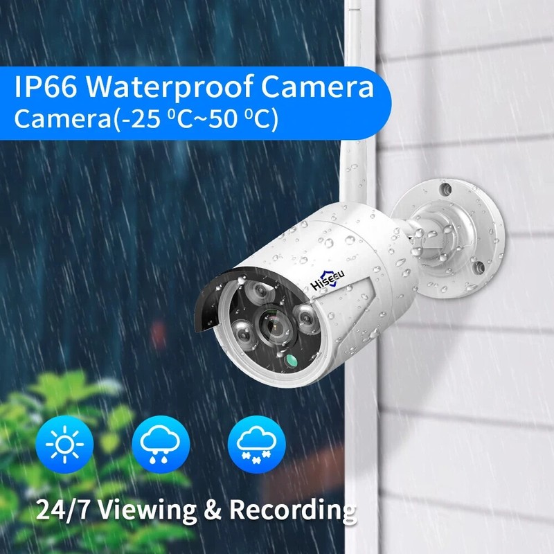 HISEEU Wifi IP 5MP 8CH NVR Kit Wireless Security Camera System CCTV Outdoor