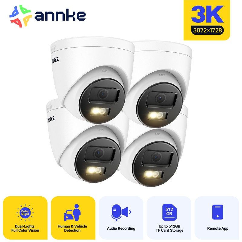 ANNKE C500P 4x 3K POE Security IP Camera Audio Recording 5MP AI Color Night IP67