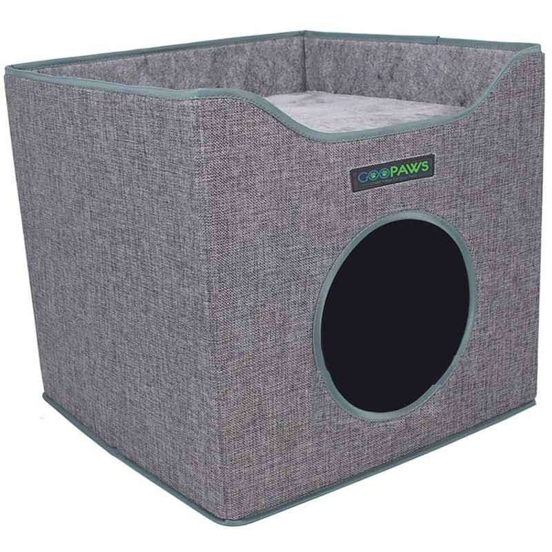 JESPET & GOOPAWS: Foldable Cat Condo - Smoke Grey - Cube House