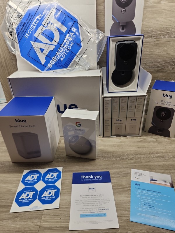 12 Pcs. Blue By ADT Smart Home Full Security System With Outdoor Camera-OPEN BOX
