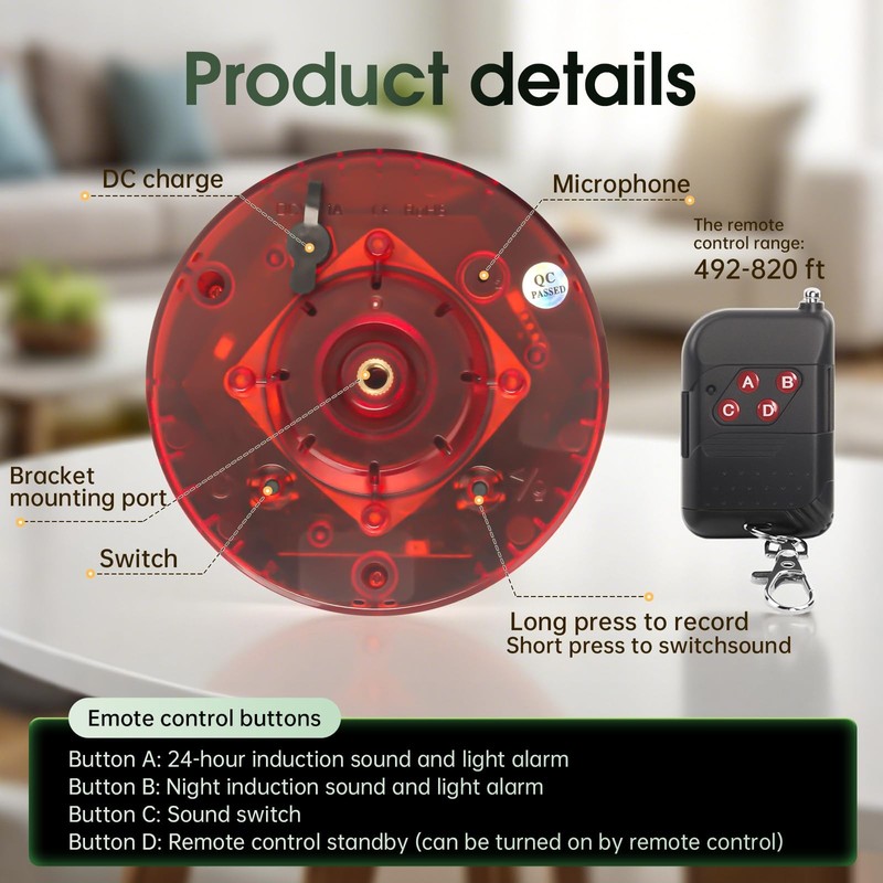 Solar Outdoor Motion Sensor Alarm, 130dB Dog Barking & Gunshot Sound, 13 Soun... gallery