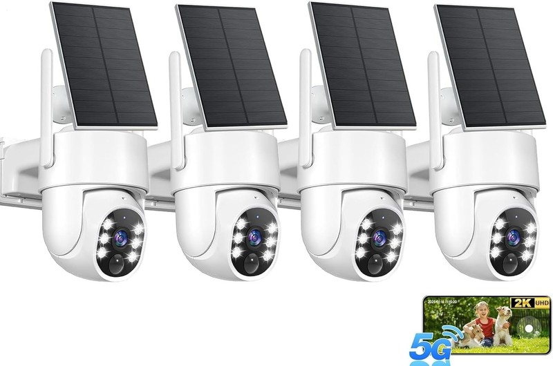 High-Performance 2K Solar Security Cameras: Wireless, Weatherproof, 4-Pack gallery