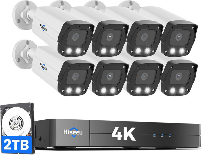 【4K HD +0 Monthly Fee】 8MP Poe Security Camera System, 8 Pcs 4K Security Camera