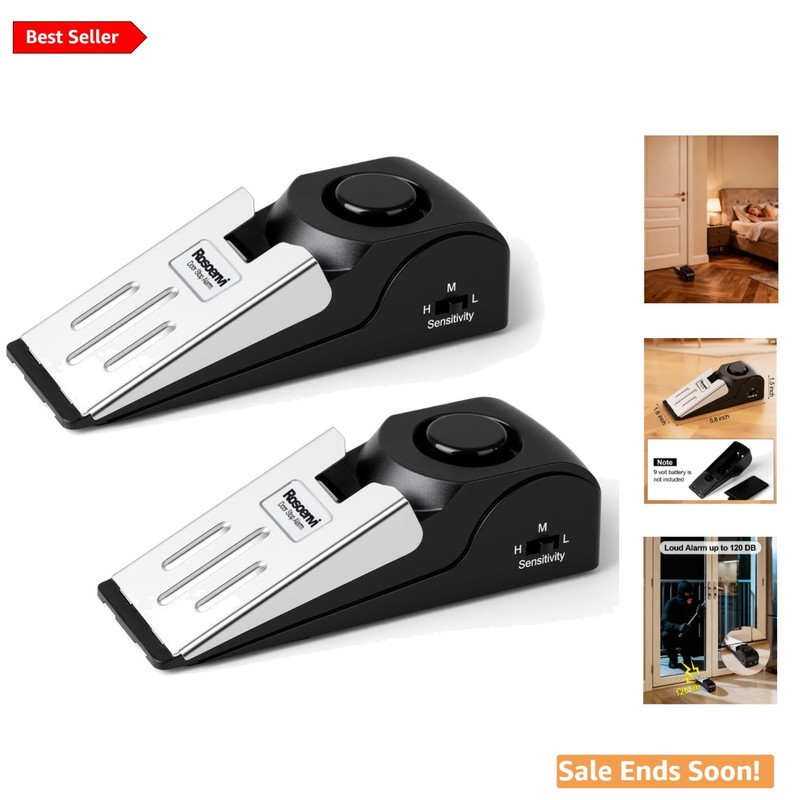 Portable 2-Pack Door Stopper & Alarm System – 120DB Security for Peace of Mind