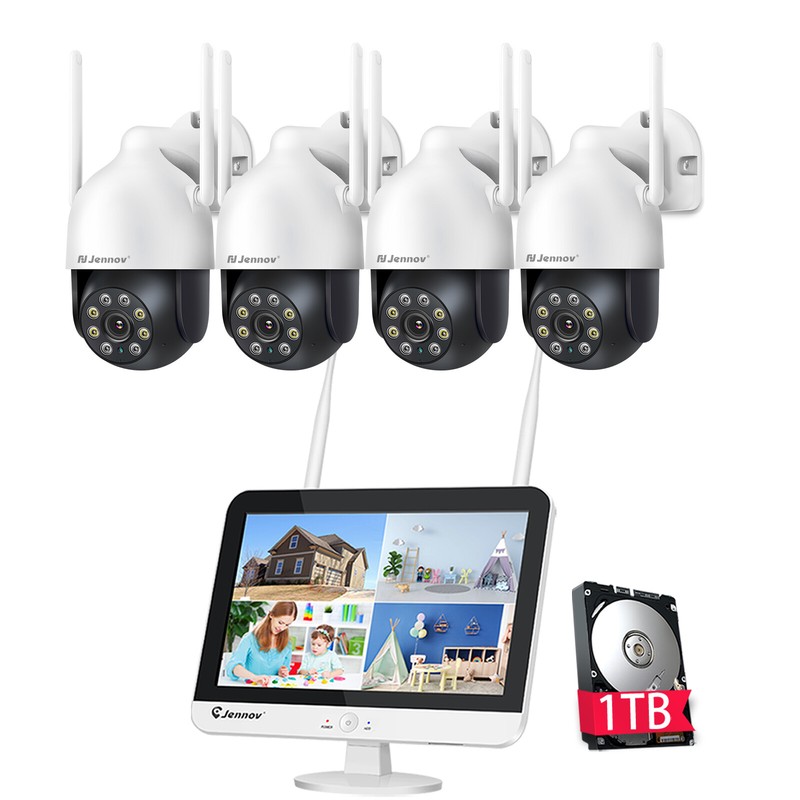 Wireless 5MP Security Camera System 10CH Wifi NVR 2-Way Audio 24/7 Recording 1TB