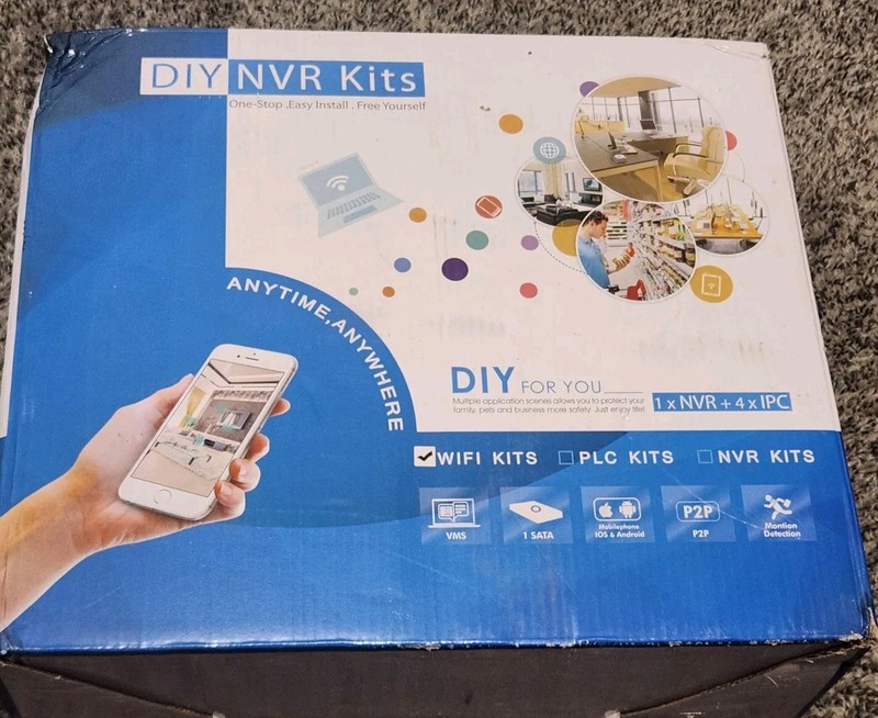 PLC NVR KIT VIDEO Surveillance WIFI 4 Cameras 2MP 1080p Brand New