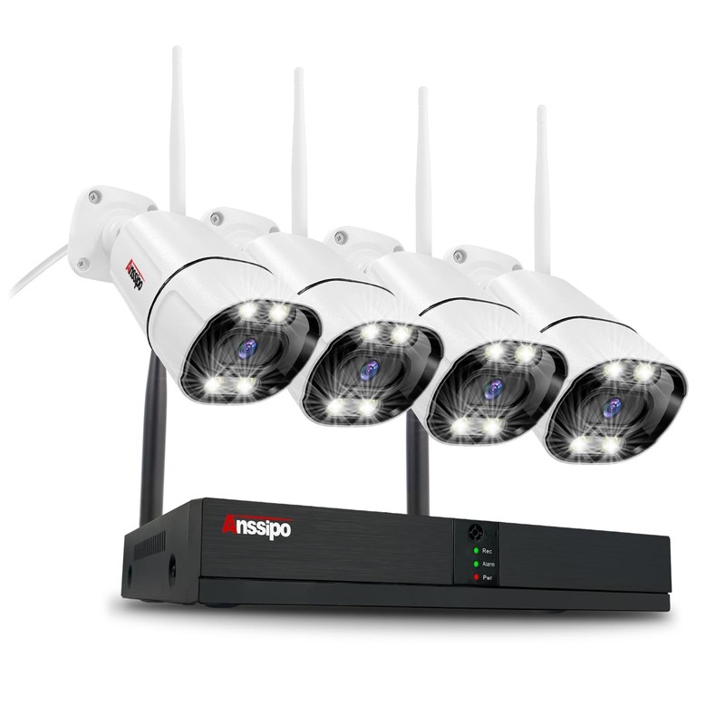 4K WiFi Security Camera System, 4X 3MP Plug-in Home Security Cameras 24/7 Rec…