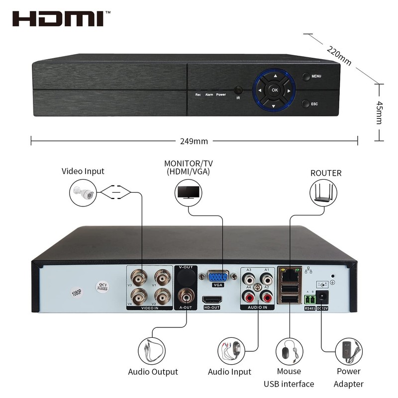Eversecu 4Ch Home Security Camera System 1080P DVR & 4pcs HD Weatherproof gallery