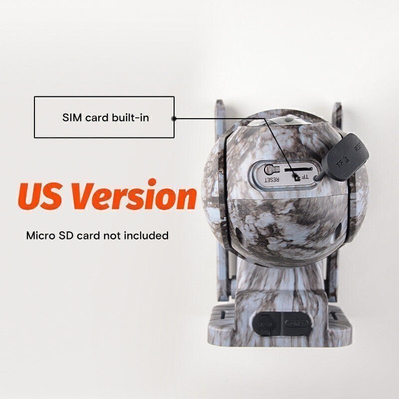 2* Solar Power 4G LTE Cellular 2.5K PTZ Security Camera Trail Cam w/ US SIM Card gallery