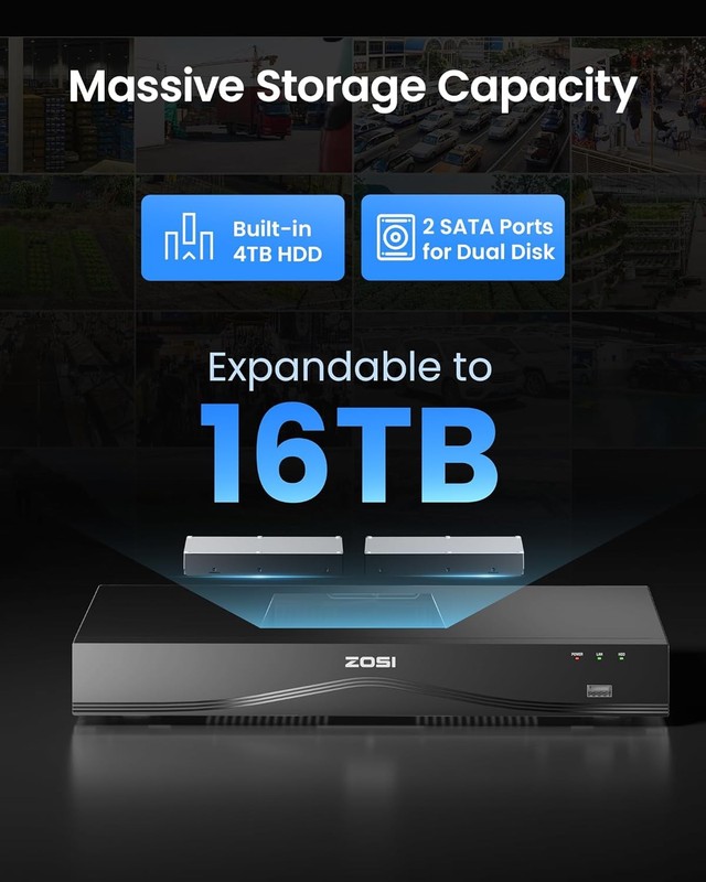 ZOSI 16CH C220 4K 8MP 8 x 8MP PoE IP Cameras POE Security Camera System 4TB HDD gallery