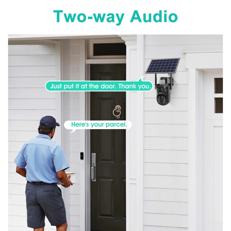 4pcs WIFI Home Security Camera System Solar Panel 4MP PTZ Wireless Outdoor Audio gallery
