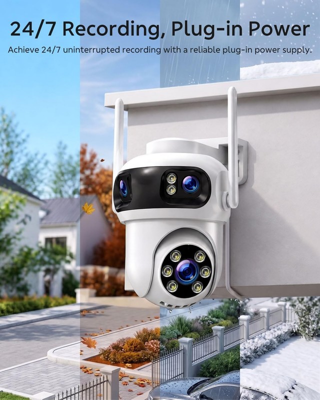 Wireless Security System 4 Cam 3K Outdoor Auto Tracking Triple Lens Night Vision gallery
