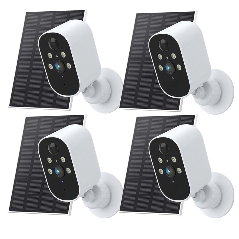 4PK Wireless Solar Security Camera System 2K WiFi Solar Battery Powered Camera