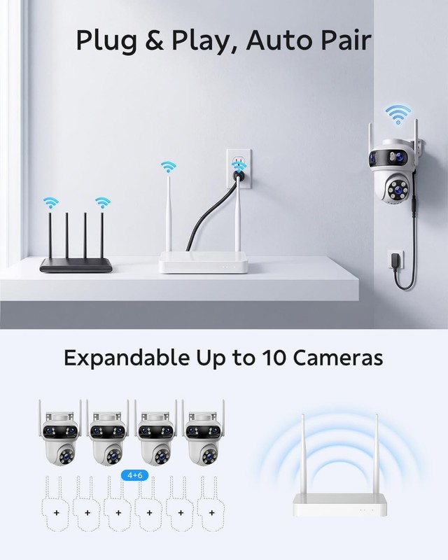 Wireless Security System 4 Cam 3K Outdoor Auto Tracking Triple Lens Night Vision gallery