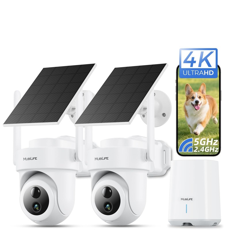 4K Cameras Wireless Outdoor, No Subscription, 8MP Solar Powered Cameras for H…