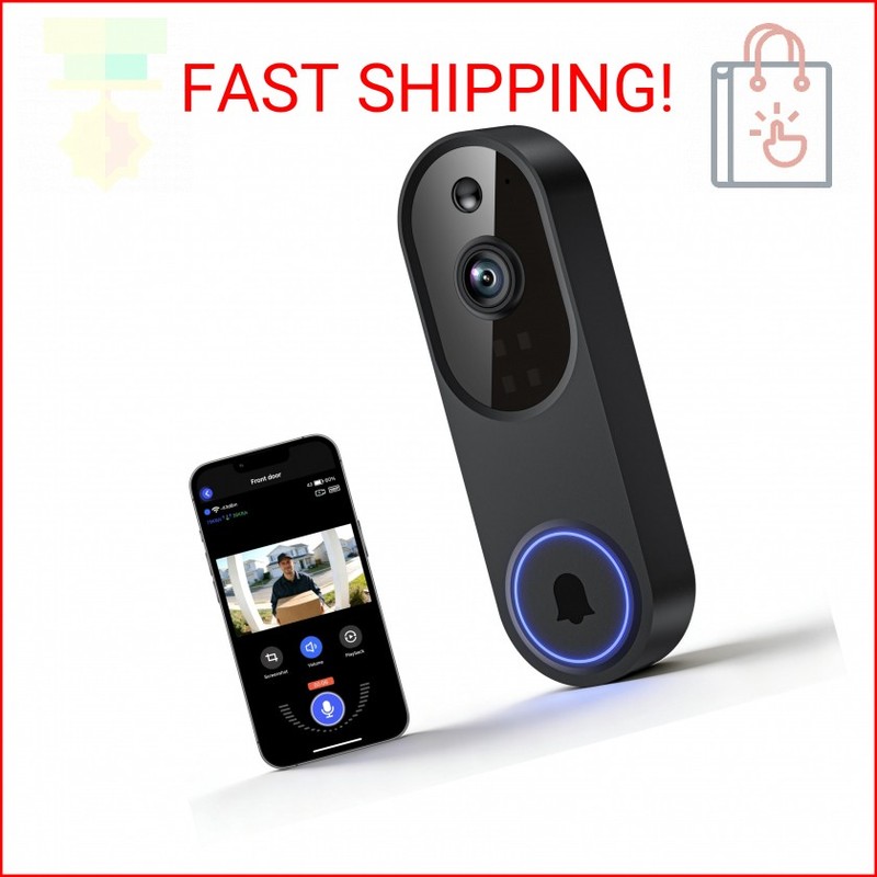 Lunelyx 1080P Wireless Video Doorbell Camera, Outdoor Surveillance Cameras, FHD