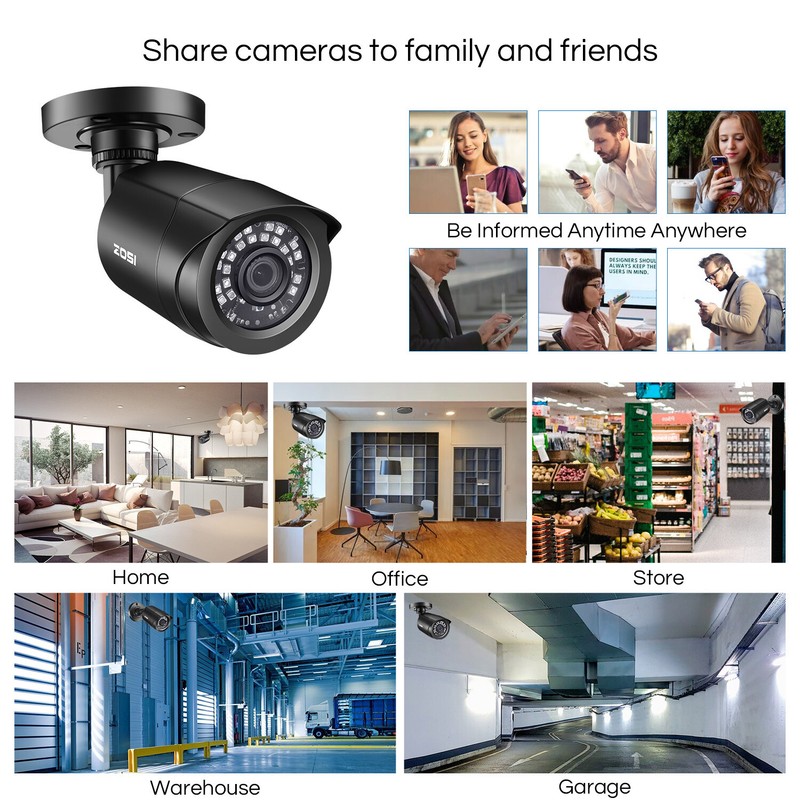 ZOSI H.265+ 8CH 5MP Lite DVR 2MP Outdoor Home Video Surveillance Camera System gallery