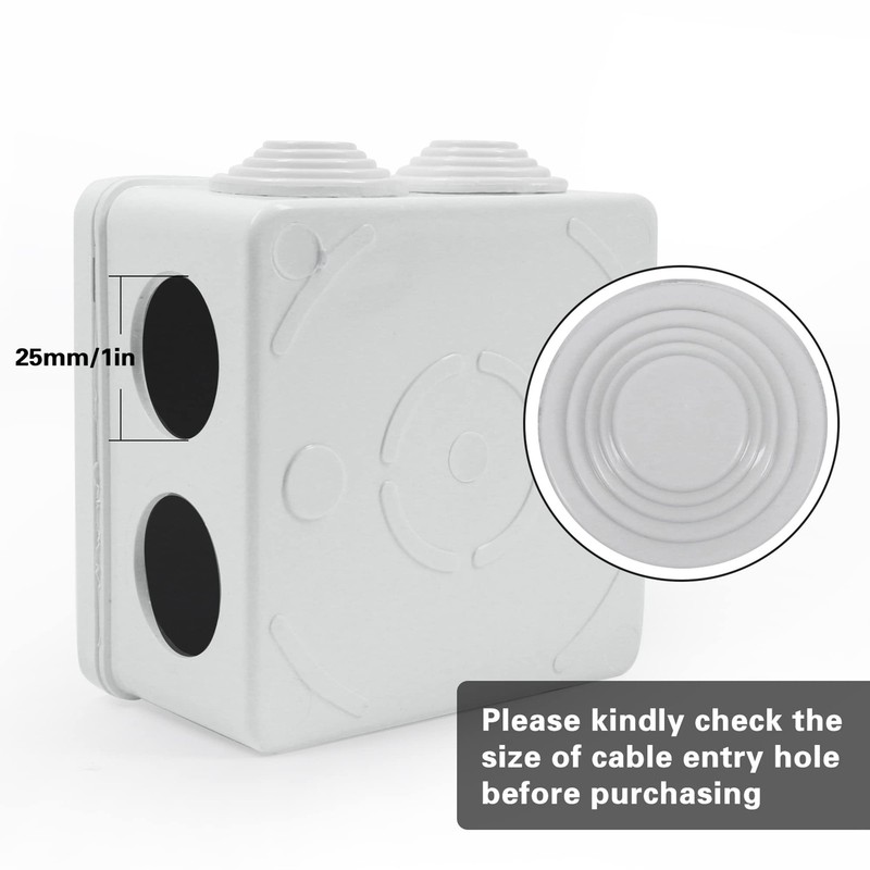 Sunnyglade ABS Plastic Electrical Junction Box IP55 3.4"x3.4"x2", White gallery