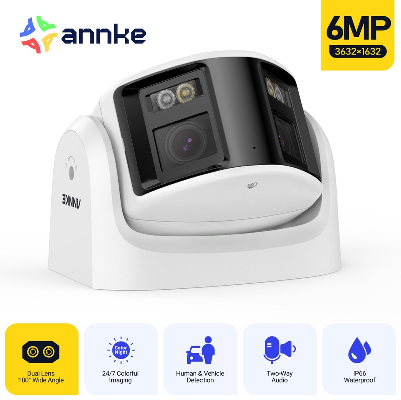 ANNKE 6MP Full Color PoE Security Camera Dual Lens Two-Way Audio Outdoor AI