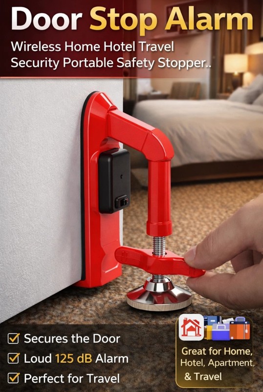 Door Stop Alarm Wireless Home Hotel Travel Security Portable Safety Stopper