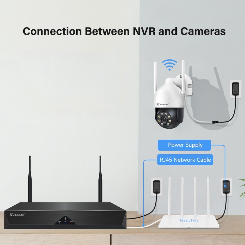 JENNOV 5MP Security Camera System Wireless Outdoor Wifi Audio CCTV 10CH 1TB HDD gallery