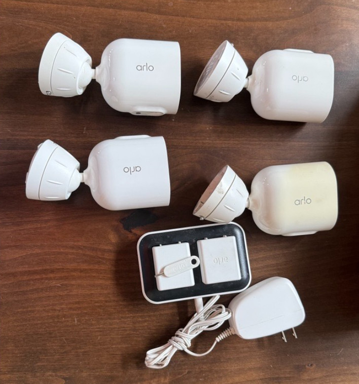 Arlo Pro 4 WiFi Spotlight Security Camera - White - With Mounts - Set of 4