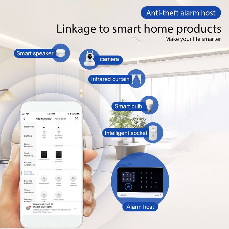 Smart Home Alarm System TY APP Control WiFi 4G Wireless Alarm LJSK
