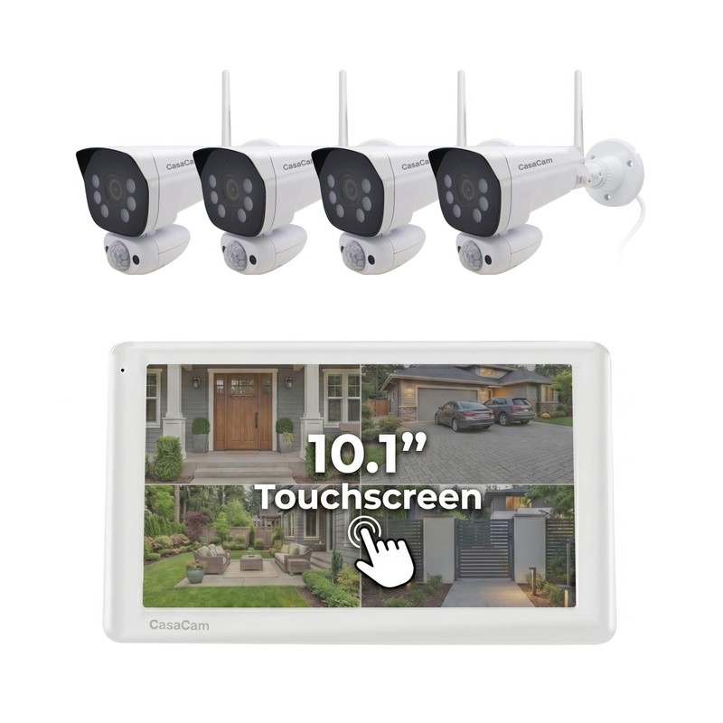 CasaCam Wireless Security Camera System Pro | 10.1” Touchscreen 4-Cam kit