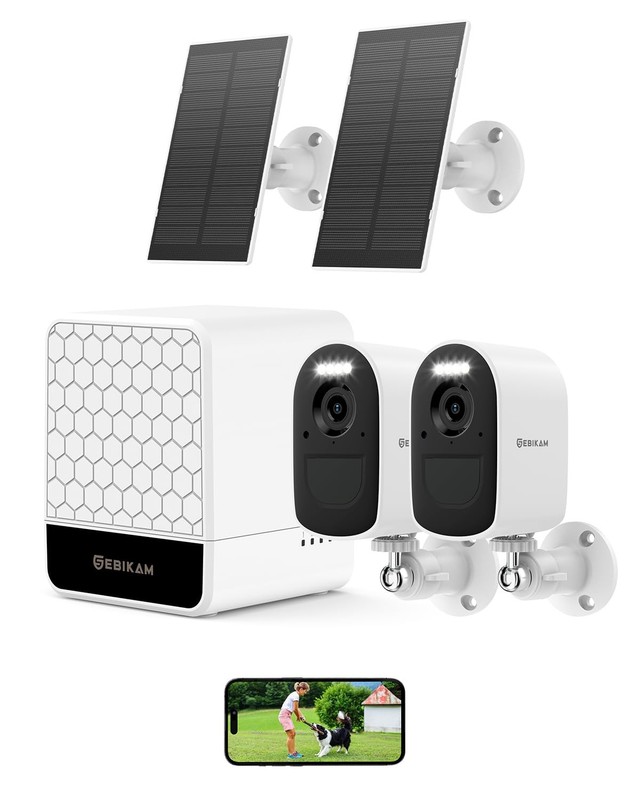 Wireless Outdoor Security Camera System, 2 Solar Powered 2K/4MP Battery Camer…