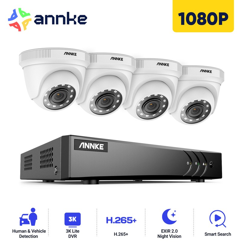 ANNKE 5MP Lite 8CH DVR 1080P CCTV Security Camera System Outdoor Human Detection