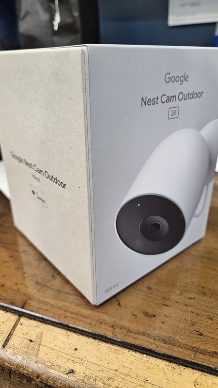 Google Nest Cam Outdoor Wired Security Camera 2nd Gen 2K HDR IP65 AI (Snow)