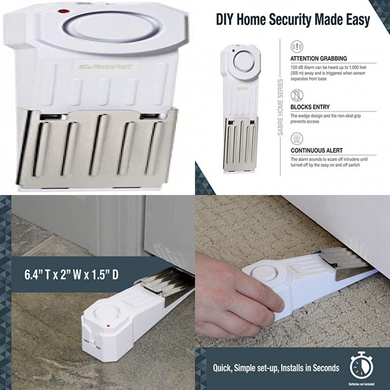 Security Wedge Door Stop Security Alarm With 120 dB Siren For Home/ Travel /Dorm gallery
