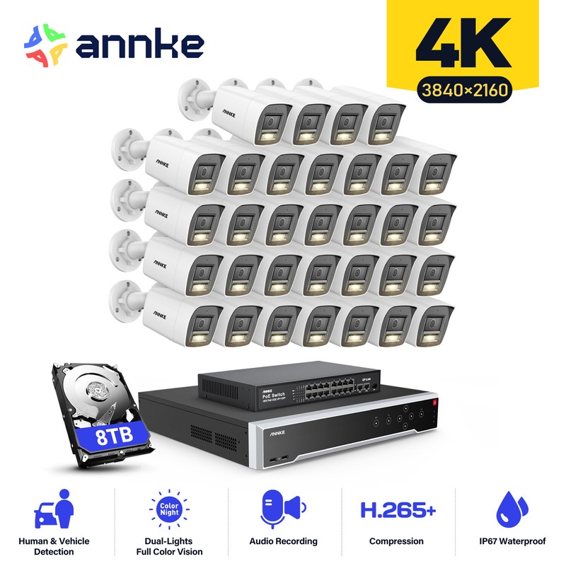 ANNKE 32CH 12MP NVR 4K POE Security Camera System Color Night Audio Record CCTV gallery