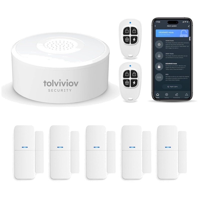 8-Piece Battery-Powered Wireless Security System – Smart Alerts & Easy Setup