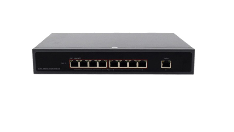 8CH PoE Switch 9ports 1GB Upload link 125W 450FT High back-plane bandwidth
