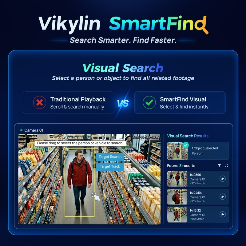 VIKYLIN SmartFind 8POE 16CH NVR System Full Color MIC 8MP 4K Camera homekit Lot gallery