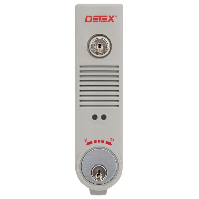 Detex - EAX-300W GRAY W-CYL KA - Door Prop Alarm, Surface Mount, Battery